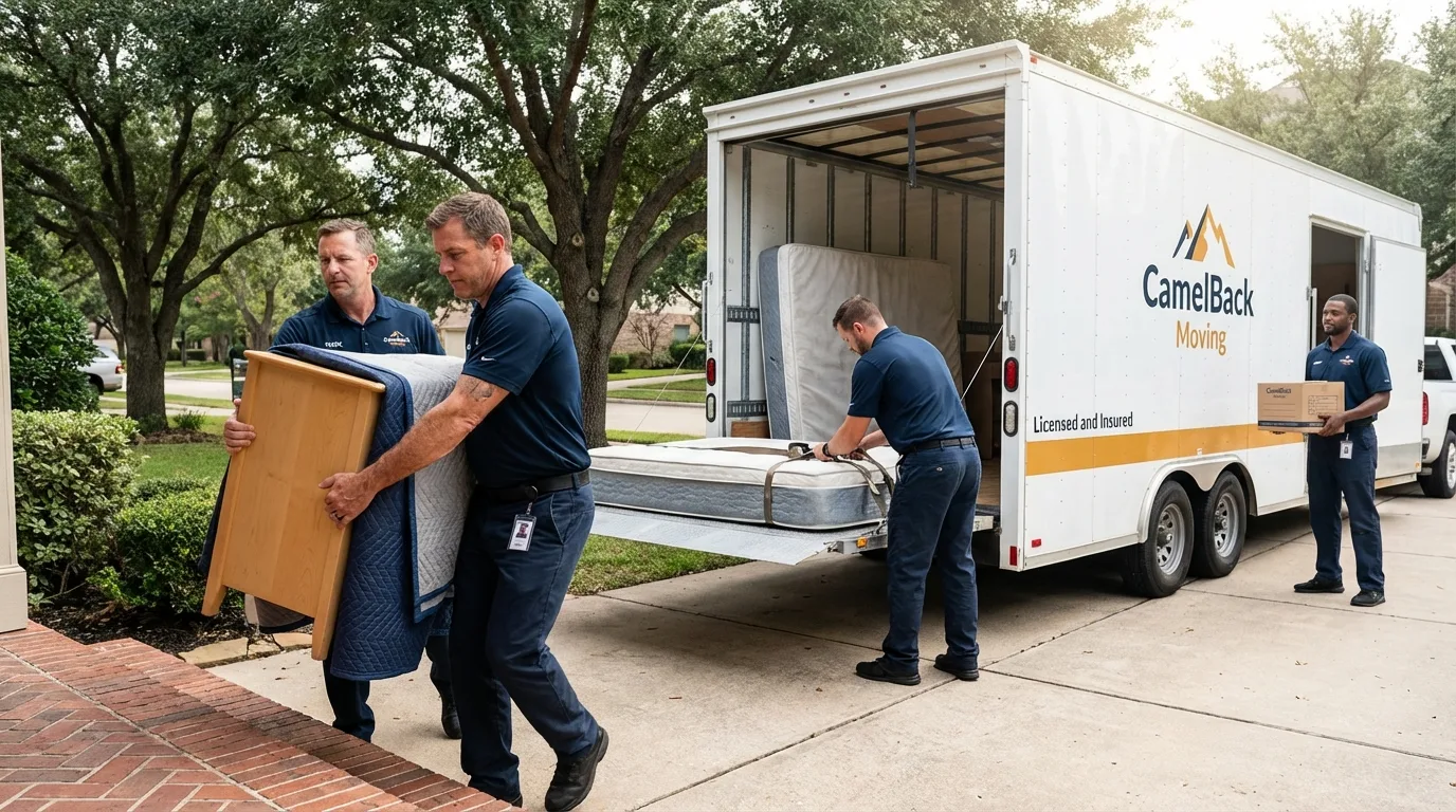 Crew loading residential truck for cross-state move from Cleves, OH