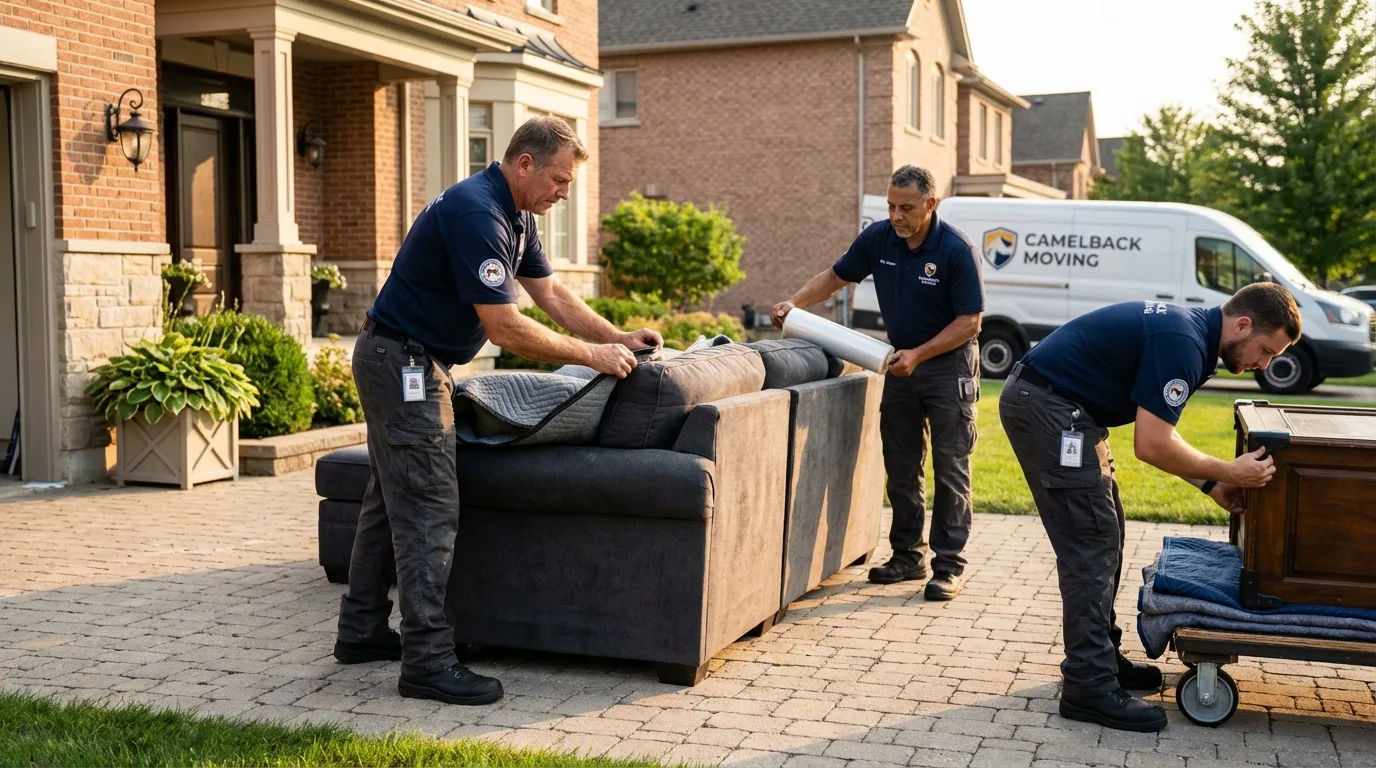 Large estate moving crew wrapping furniture in Cleves, OH